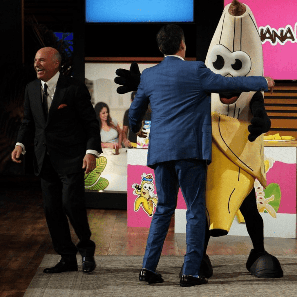 Kevin O'Leary and Mark Cuban celebrate after sealing the deal for Banana Loca