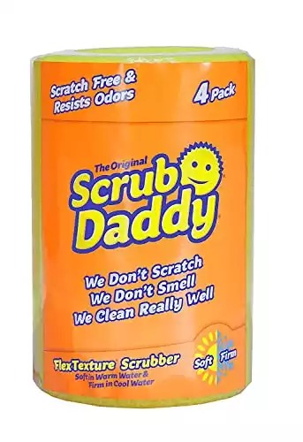 Original Scrub Daddy Sponge - 4 x Scratch Free Scrubbers for Dishes and Home