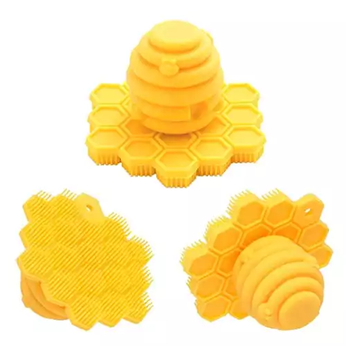 Award-Winning ScrubBEE – 100% Silicone Scrubber for Children – Promotes Effective Independent Hand & Body Washing – Easy Grip Handle – Ultra Soft Bristles – Solid Core – BPA Free (Yell...