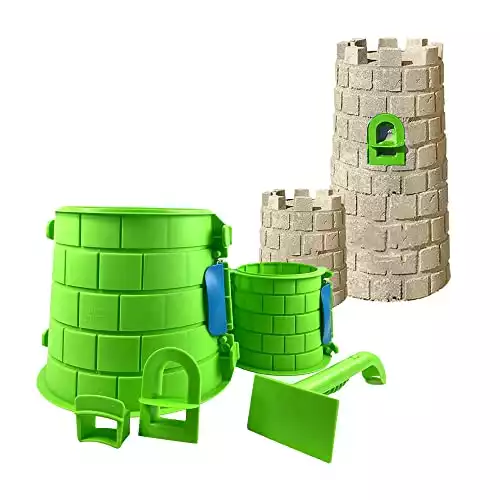 Create A Castle Sandcastle Kit, 5 Piece Outdoor Beach, Snow or Sandbox Toy Set. Deluxe Green