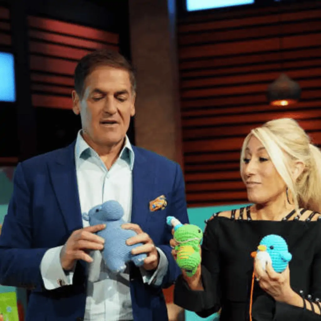 Mark Cuban and Lori Greiner after making a deal for The Woobles